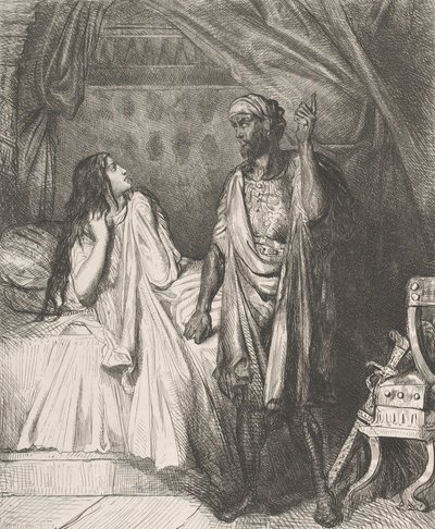 Hai pregato stanotte, Desdemona: tavola 12 da Otello Atto 5, inciso 1844, ristampato 1900 da Théodore Chassériau