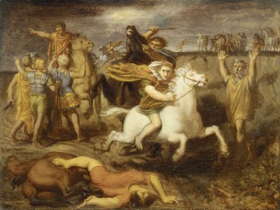 Scena dalle Guerre Galliche: Il Gallo Littavico, Tradendo la Causa Romana, Fugge da Théodore Chassériau