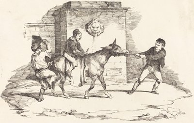 Tre bambini che giocano con un asino da Théodore Gericault and Nicolas Toussaint Charlet