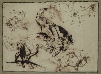 Attribuito a Théodore Géricault - Cavalli e cavalieri, XIX secolo da Theodore Gericault