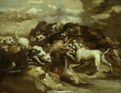 Tedesco: Cani che combattono contro gli orsi da Theodore Gericault