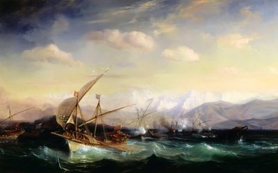 Andrea Doria disperde la flotta spagnola davanti alla foce del Var nel 1524 da Jean Antoine Theodore Gudin
