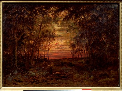 Tramonto nella foresta da Pierre Etienne Theodore Rousseau