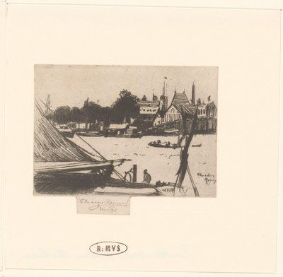Veduta del fiume con barche da Théodore Roussel (signed by artist)