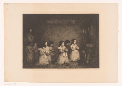 Gruppo di ragazze in preghiera davanti a una statua della Madonna da Théodule Augustin Ribot