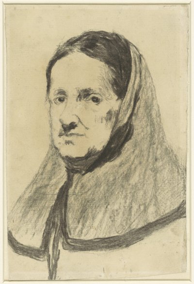 Studio di una donna anziana, vista fino alle spalle, leggermente a sinistra da Théodule Augustin Ribot