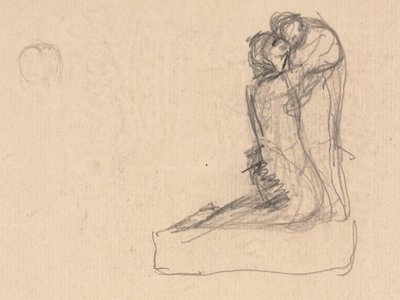 Schizzo di due figure che si abbracciano (verso) da Auguste Theodule Ribot