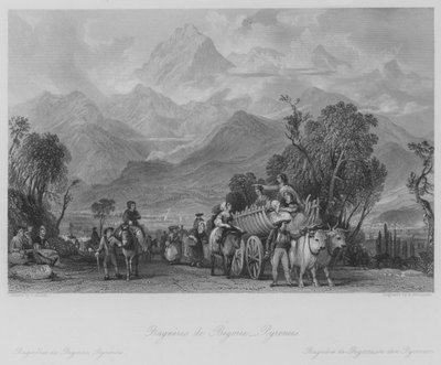 Bagneres de Poigorre, Pirenei (incisione) da Thomas (after) Allom