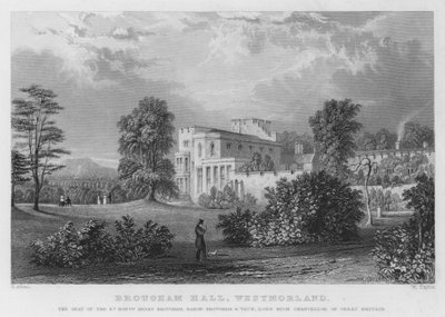 Brougham Hall, Westmorland, la residenza di Henry Brougham, Barone Brougham e Vaux, Lord Cancelliere di Gran Bretagna (incisione) da Thomas (after) Allom
