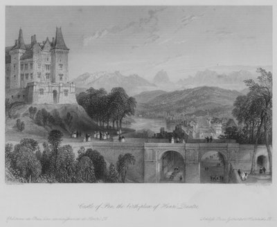 Castello di Pau, luogo di nascita di Enrico IV (incisione) da Thomas (after) Allom