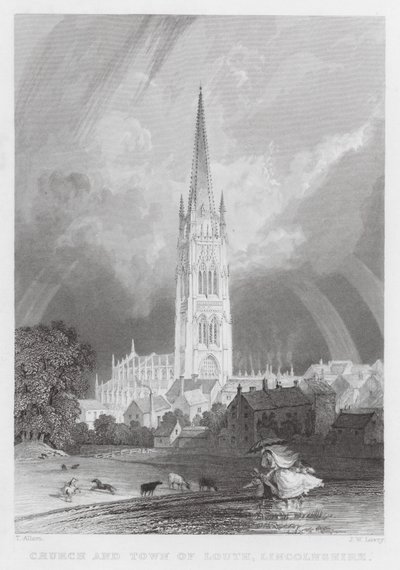 Chiesa e città di Louth, Lincolnshire da Thomas (after) Allom