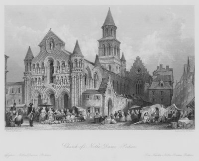 Chiesa di Notre Dame, Poitiers (incisione) da Thomas (after) Allom