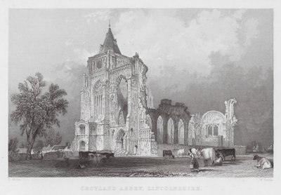 Abbazia di Croyland, Lincolnshire (incisione) da Thomas (after) Allom