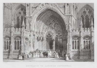 Ingresso alla cattedrale di Lincoln (incisione) da Thomas (after) Allom