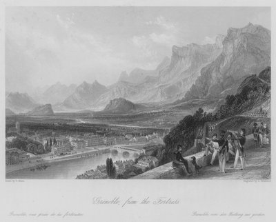 Grenoble, dalla Fortezza (incisione) da Thomas (after) Allom