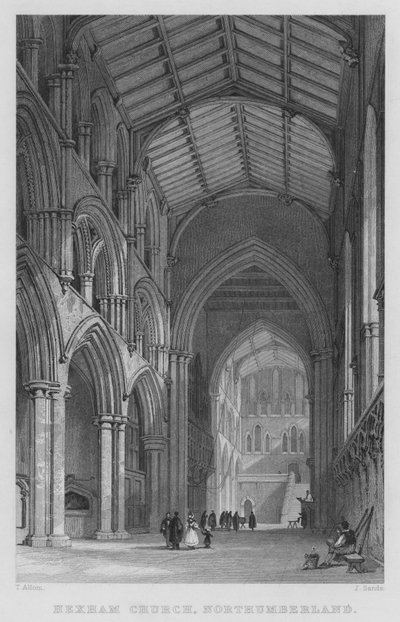 Chiesa di Hexham, Northumberland (incisione) da Thomas (after) Allom