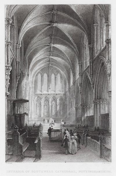 Interno della cattedrale di Southwell, Nottinghamshire da Thomas (after) Allom