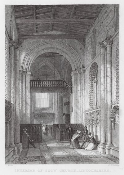 Interno della Chiesa di Stow, Lincolnshire (incisione) da Thomas (after) Allom