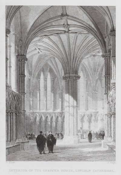 Interno della Sala Capitolare, Cattedrale di Lincoln (incisione) da Thomas (after) Allom