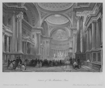 Interno della Madeleine, Parigi (incisione) da Thomas (after) Allom