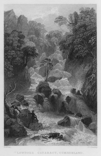Cascata di Lowdore, Cumberland da Thomas (after) Allom