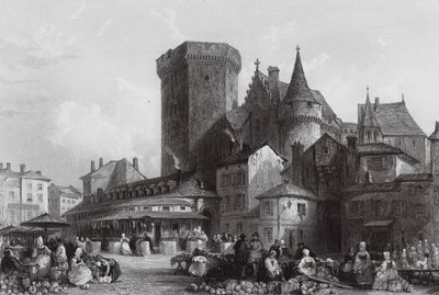 Piazza del mercato, Angouleme da Thomas (after) Allom