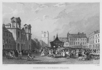 Morpeth, Piazza del Mercato da Thomas (after) Allom