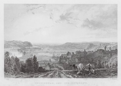 Nottingham e i suoi dintorni (incisione) da Thomas (after) Allom