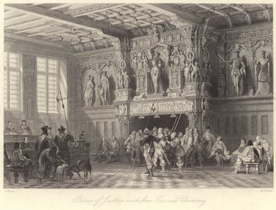 Palazzo di Giustizia, con bel camino scolpito, Bruges da Thomas (after) Allom