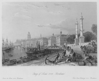 Quai di Luigi XVIII, Bordeaux (incisione) da Thomas (after) Allom