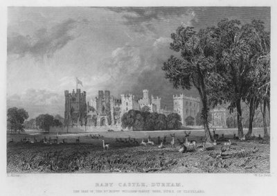 Castello di Raby, Durham, la residenza di William-Harry Vane, Duca di Cleveland (incisione) da Thomas (after) Allom