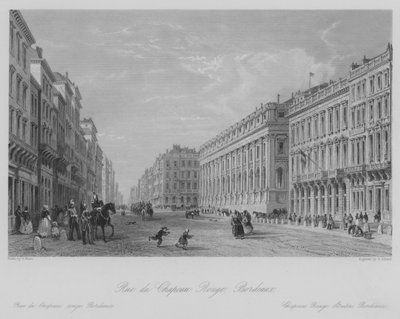 Rue du Chapeau Rouge, Bordeaux (incisione) da Thomas (after) Allom