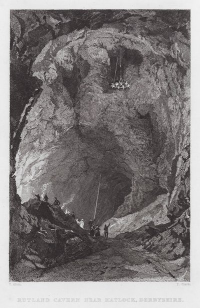 Rutland Cavern, vicino a Matlock, Derbyshire (incisione) da Thomas (after) Allom