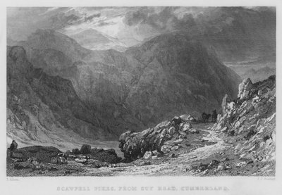 Scawfell Pikes, da Sty Head, Cumberland da Thomas (after) Allom