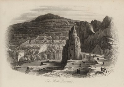 Cave di ardesia, Bethesda, Galles del Nord da Thomas (after) Allom