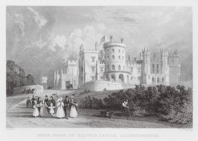 Facciata sud del Castello di Belvoir, Leicestershire (incisione) da Thomas (after) Allom