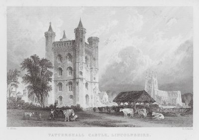Castello di Tattershall, Lincolnshire (incisione) da Thomas (after) Allom