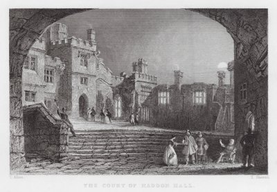 Il cortile di Haddon Hall (incisione) da Thomas (after) Allom