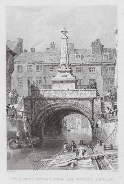Il ponte alto sul Wytham, Lincoln (incisione) da Thomas (after) Allom