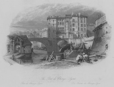 Il Pont du Change, Lione (incisione) da Thomas (after) Allom