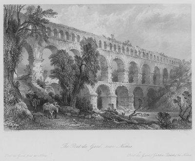 Il Pont du Gard, vicino a Nismes (incisione) da Thomas (after) Allom