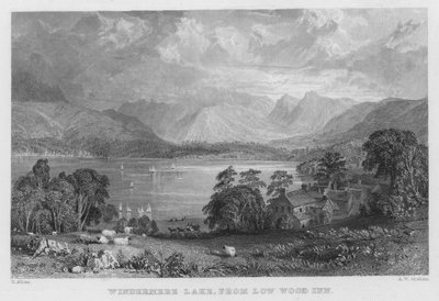 Lago Windermere, da Low Wood Inn (incisione) da Thomas (after) Allom
