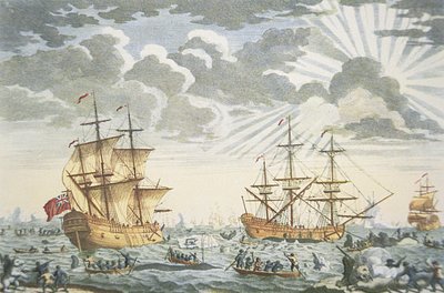 La pesca della balena in Groenlandia, incisione di E. Kirkall, c.1720 da Thomas (after) Baston
