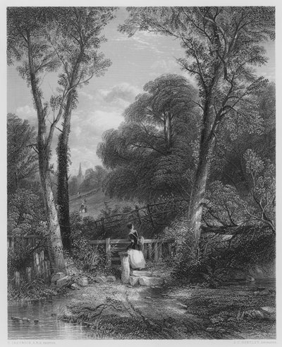 La Strada per la Chiesa, dal quadro nella Galleria Vernon (incisione) da Thomas (after) Creswick