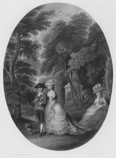 La passeggiata a Kew, dal dipinto nella Collezione Reale (incisione) da Thomas (after) Gainsborough