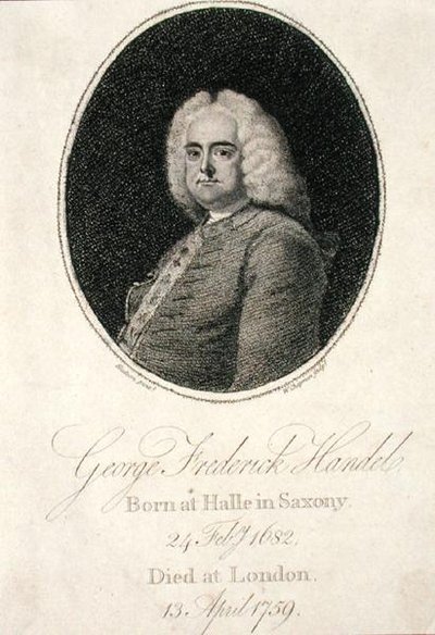 George Frederick Handel (1685-1759) inciso da W. Chapman da Thomas (after) Hudson