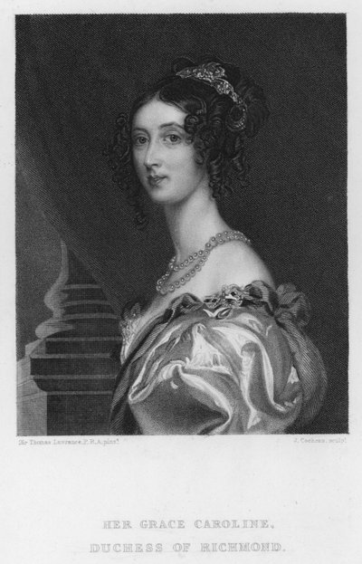 Carolina, Duchessa di Richmond (incisione) da Thomas (after) Lawrence