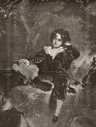Ritratto di Master Lambton da bambino, Charles William Lambton, il Ragazzo Rosso, incisione da un dipinto di Thomas Lawrence da L