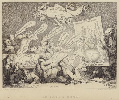 Un lamento irlandese: riunione della Convenzione Nazionale degli Irlandesi Uniti che mostra gli orrori del repubblicanesimo esemplificati dalla Rivoluzione Francese da Thomas (after) Rowlandson