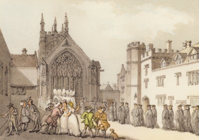 Merton College e Cappella, dal Primo Quadrilatero da Thomas (after) Rowlandson